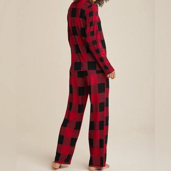 Maurices Red and Black Buffalo Plaid Pajama Set Size XXL NWT - Picture 2 of 13